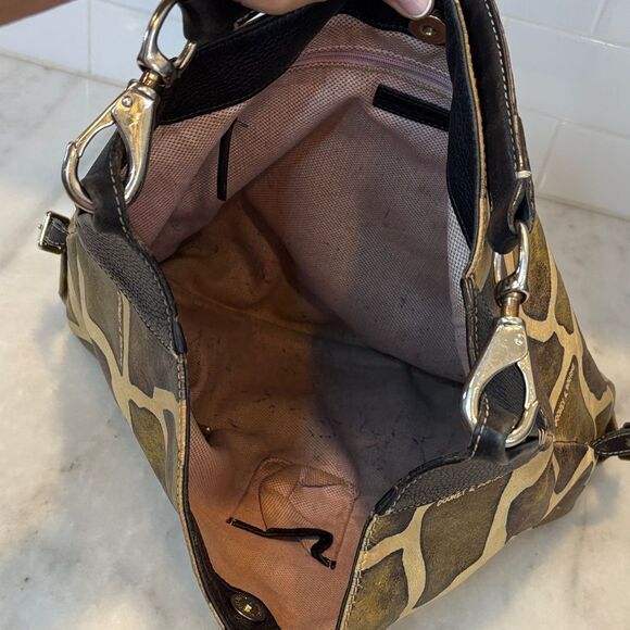 Dooney & Bourke Bag Purse Handbag Leather Animal Giraffe Pattern Large Shoulder - Picture 13 of 16